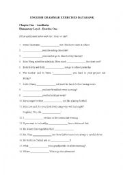 English Worksheet: ENGLISH GRAMMAR EXERCISES DATABANK - Auxiliaries_Elementary with key