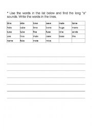 English Worksheet: Long vowel a