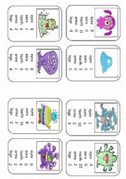 English Worksheet: Monster Body Parts Top Trumps Game Set 4 (8 cards)