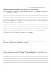 English Worksheet: Rambling Sentences 