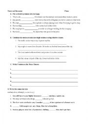 English Worksheet: Adjective, Noun and Adverb Clauses Quiz