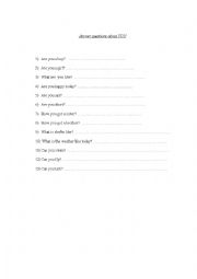 English Worksheet: Simple questios