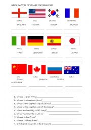English Worksheet: Country and Nationalities 