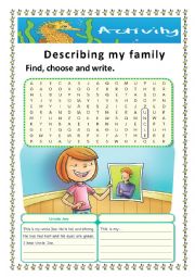 English Worksheet: Describing my family