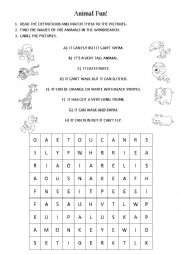 English Worksheet: Animal Fun