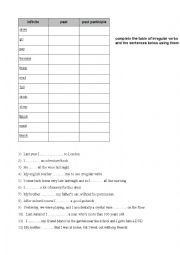 English Worksheet: irregular verbs 