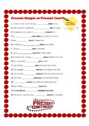 English Worksheet: Present simple or Continuous