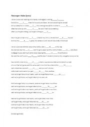 English Worksheet: Listening exercise for the song Holes by Passenger