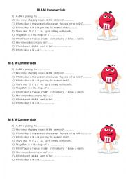 English Worksheet: activity with commercials M&M superbowl2013