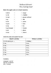 English Worksheet: Daily routine worksheet - Wallace and Gromit 
