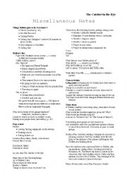 English Worksheet: Catcher in the Rye - Misc. Notes