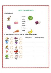 English Worksheet: Like / dont like