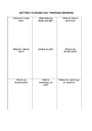 English Worksheet: Getting to Know You Through Drawing Icebreaker