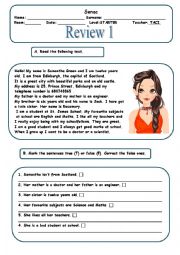 English Worksheet: review starter