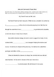 English Worksheet: My Friend Frank and His Jobs