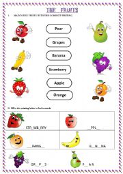 English Worksheet: The Fruits 