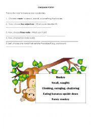 English Worksheet: CINQUAIN POETRY