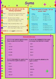 English Worksheet: Sums