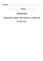 English Worksheet: Second Conditional matching