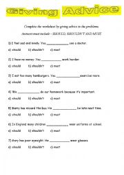 English Worksheet: Giving Advice 