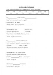 English Worksheet: Body parts Song