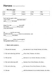 English Worksheet: Heroes Mark Zelmerlow