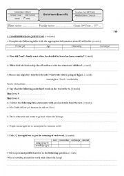 English Worksheet: End-of-term Exam n01 2nd year TRAVEL