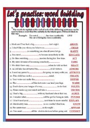 English Worksheet: WORD BUILDING