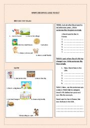 English Worksheet: what did David used to do?