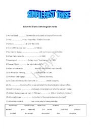 English Worksheet: simple past tense