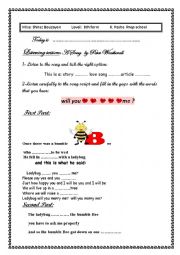 English Worksheet: once there was abumble bee