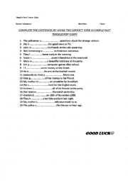 English Worksheet: Simple Past Tense