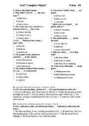 English Worksheet: Complex object