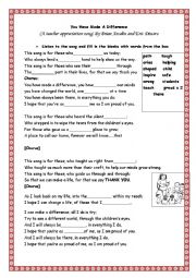 English Worksheet: song: You have made a difference
