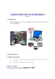 Hardware pieces worksheet