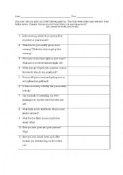 Phrasal Verb Questionnaire for Intermediate Teens and Adults 