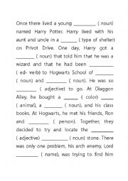 English Worksheet: Harry Potter Mad Lib 