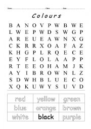 English Worksheet: Colours