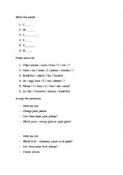 English Worksheet: Food worksheet