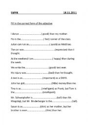 English Worksheet: Comparison of Adjectives