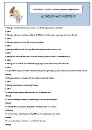 English Worksheet: Although - In spite of - Concessive Clauses