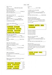 English Worksheet: SONG WORKSHEET: Hello by Adele