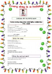 English Worksheet: ***Every days a holiday!*** - Song by Katy Perry