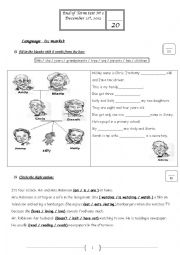 English Worksheet: mid-term test N1 ( 7th formers)