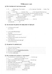 English Worksheet: to be in present or past