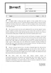 English Worksheet: end of term test 1 for 4th year tunisian pupils 