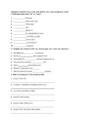 English Worksheet: present perfect