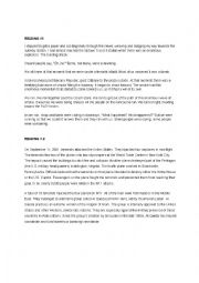 English Worksheet: 9/11 Primary sources