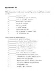 Question Word Gap Fill Exercises