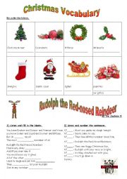 English Worksheet: Rudolph the Red-Nosed Reindeer